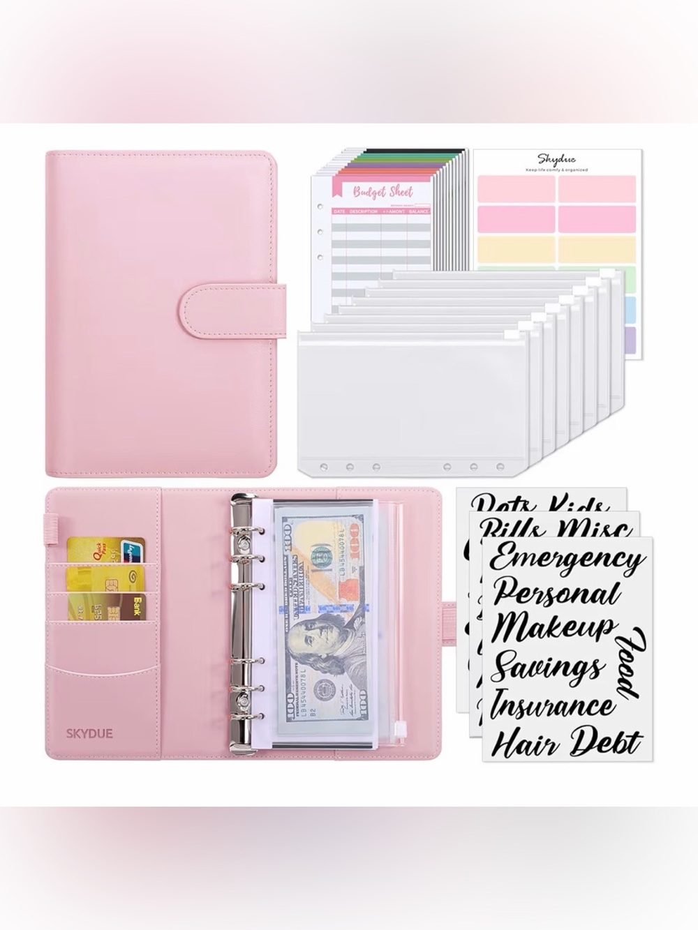 Budget Binder Money Organizer with Cash Envelopes for Budgeting Money Saver